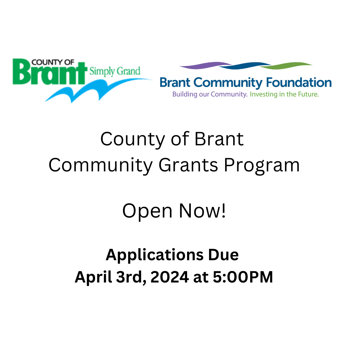 County of Brant Community Grants Program Open Now! Applications Due April 3rd, 2024 at 500PM